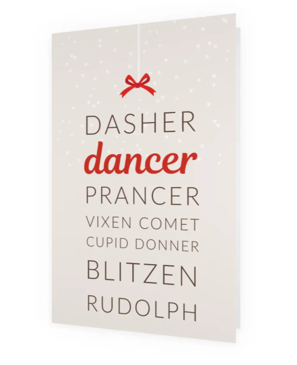 Outlet Dancewear Nation Christmas Card | Dasher Dancer Prancer