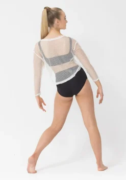 Best Studio 7 Long Sleeve Fishnet Crop | White