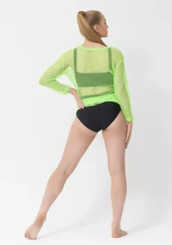 Hot Studio 7 Long Sleeve Fishnet Crop | Neon Green