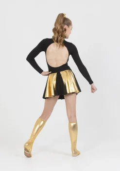 Outlet Studio 7 Metallic Cheer Skirt | Gold