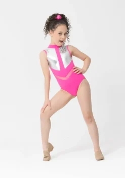 Online Studio 7 Venus Leotard | Hot Pink/Silver